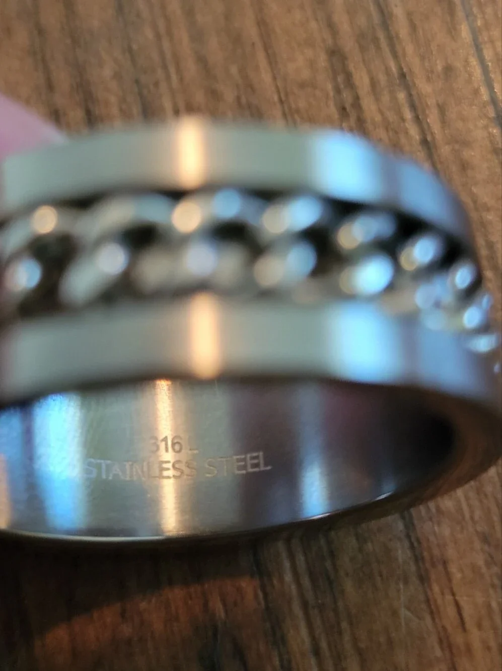 Men's Stainless Steel Chain Inlay Ring